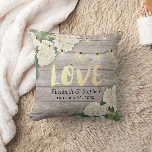 Polterabend Hydrangea Blume String Lights Wood Kissen (Decke)