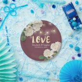 Polterabend Hydrangea String Light Burgundy Red Pappteller (Party)