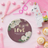 Polterabend Hydrangea String Light Burgundy Red Pappteller (Party)