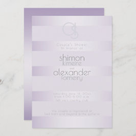Polterabend | Lilac Shimmer Stripes Monogramm Einladung