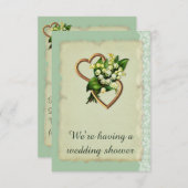 Polterabend, Lily of the Valley Gold Hearts Einladung (Vorne/Hinten)