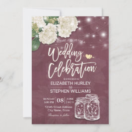 Polterabend Mason Jar Hydrangea Lights Burgundy Einladung