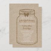 Polterabend | Mason Jar Linen Leinwand Einladung (Vorne/Hinten)