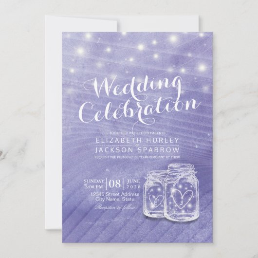Polterabend Mason Jar String Lights Einladung (Vorderseite)