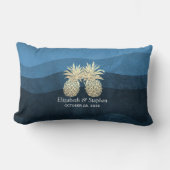 Polterabend Modern Blue Gold Ananas Couple L Lendenkissen (Vorderseite)