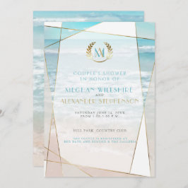 Polterabend | Moderne Mongram Beach Wedding Einladung