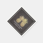 Polterabend Modernes Black Gold Ananas Serviette (Ecke)