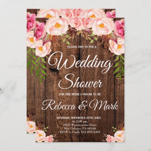 Polterabend Party, Blumenstrauß Polterabend Einladung (Vorne/Hinten)