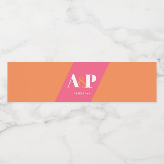 Polterabend-Party in rosa und orange Wasserflaschenetikett (Einzelnes Label)