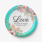 Polterabend Rosa Aquamarine Goldpunkte in Rosa Pappteller (Vorderseite)