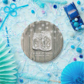 Polterabend Rustic Wood Mason Jar String Lights Pappteller (Party)