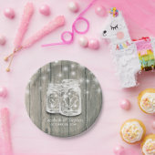 Polterabend Rustic Wood Mason Jar String Lights Pappteller (Party)