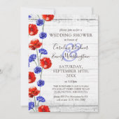 Polterabend Rustikales Holz und Rotes Mohn Land Einladung (Vorderseite)