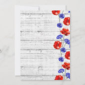 Polterabend Rustikales Holz und Rotes Mohn Land Einladung (Rückseite)