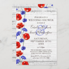 Polterabend Rustikales Holz und Rotes Mohn Land Einladung