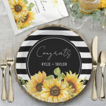 Polterabend Sonnenblumen Schwarz und Weiß Streifen