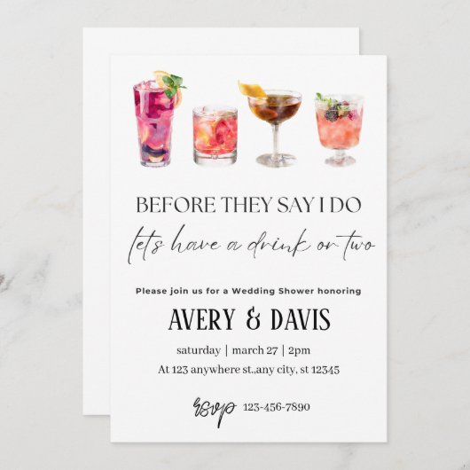 Polterabend - Trinken oder zwei Einladung (Vorne/Hinten)