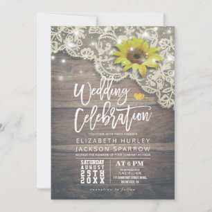 Polterabend Vintage Spitzen Sonnenblume Rustikales Einladung