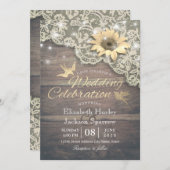 Polterabend Vintage Spitzen Sonnenblume Rustikales Einladung (Vorne/Hinten)