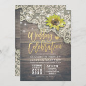 Polterabend Vintage Spitzen Sonnenblume Rustikales Einladung (Vorne/Hinten)