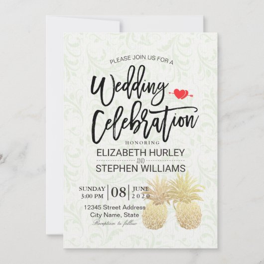 Polterabend Vintages Ananas Einladung (Vorderseite)