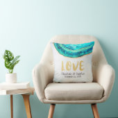 Polterabend Wasserfarbe Aquamarin & Gold Agate Geo Kissen (Stuhl )