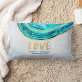 Polterabend Wasserfarbe Aquamarin & Gold Agate Geo Lendenkissen (Decke)