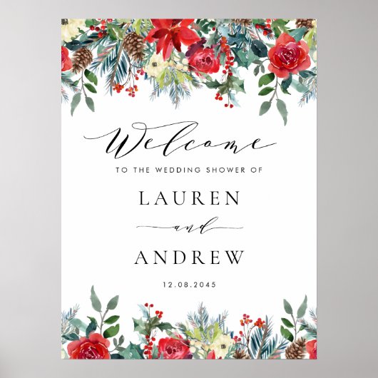 Polterabend Wasserfarben Winter Blooms Garlands Poster (Vorne)