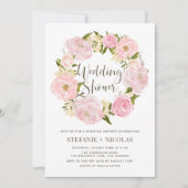 Polterabend Watercolor Blush Pink Peony Wreath Einladung (Vorderseite)