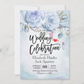 Polterabend Watercolor Bohemische Blumenfedern Einladung (Vorderseite)