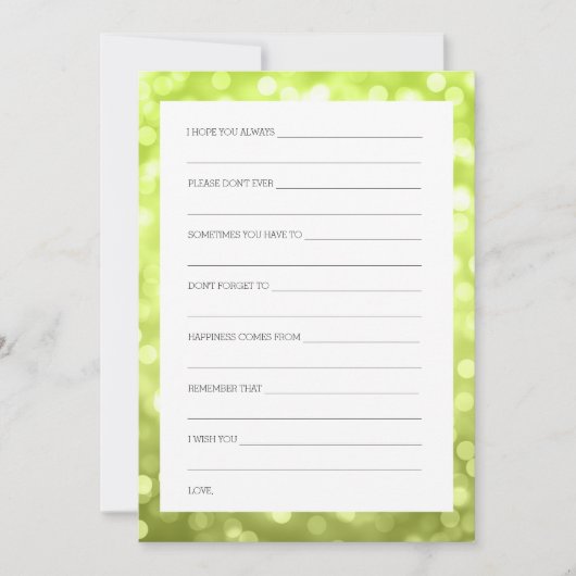 Polterabend wünscht Chartreuse Glitzer-Lichter Einladung (Vorderseite)