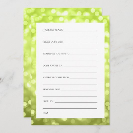 Polterabend wünscht Chartreuse Glitzer-Lichter Einladung (Vorne/Hinten)