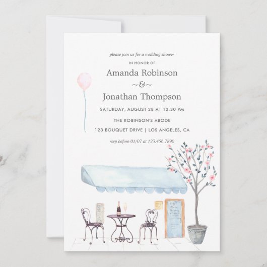 Polterabend zum Thema Wasserfarbe Paris Einladung (Vorderseite)