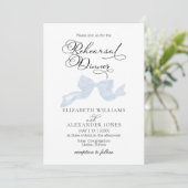 Polterabendeinladungen | Dusty Blue Bow Einladung (Stehend Vorderseite)