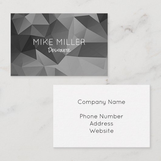 Poly Geometric Angles Gray Modern Cool Visitenkarte (Vorne/Hinten)