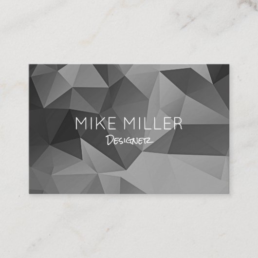 Poly Geometric Angles Gray Modern Cool Visitenkarte (Vorderseite)