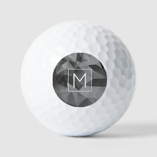 Poly Geometric Gray Monogram INITIAL Sports Cool Golfball (Vorderseite)