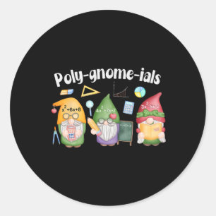 Poly-gnom-iale Gnome Mathe Algebra Lehrer Rückseit Runder Aufkleber