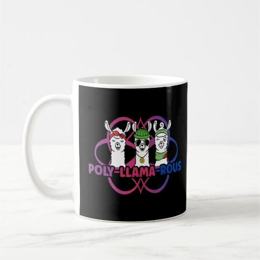Poly Llama Rous Polyamory für polyamorose Throupe Kaffeetasse (Links)