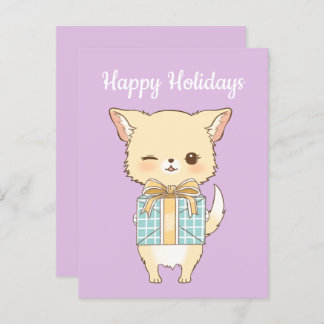 Poly-Pom Happy Holidays Winking Golden Pom Postkarte
