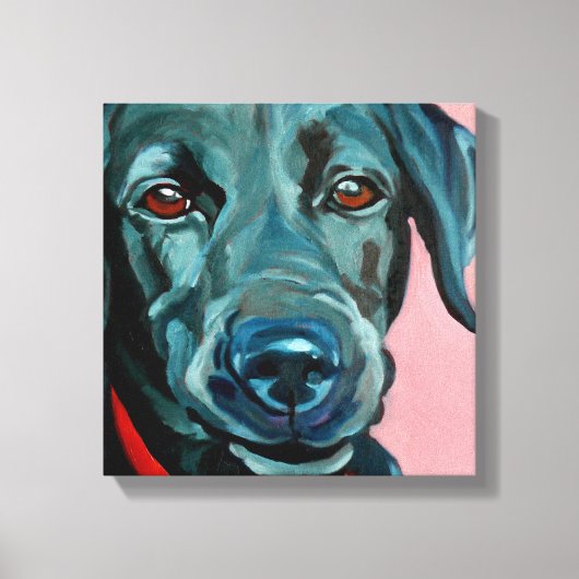 Poly the Black Labrador Retriever Dog Portrait Leinwanddruck (Vorderseite)