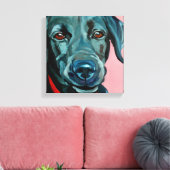Poly the Black Labrador Retriever Dog Portrait Leinwanddruck (Insitu (Wohnzimmer))