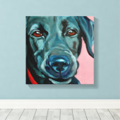 Poly the Black Labrador Retriever Dog Portrait Leinwanddruck (Insitu (Holzboden))