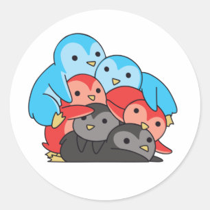 Polyamorische Flagge Pride Lgbtq Niedlicher Pingui Runder Aufkleber