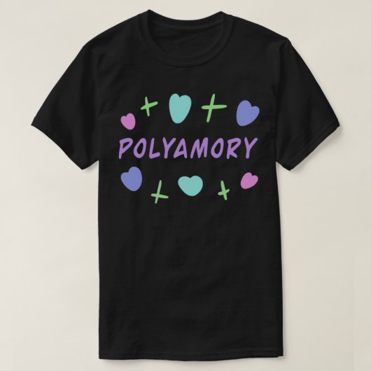 Polyamorische Schrift Polyamorose Beziehungen Poly T-Shirt (Design vorne)