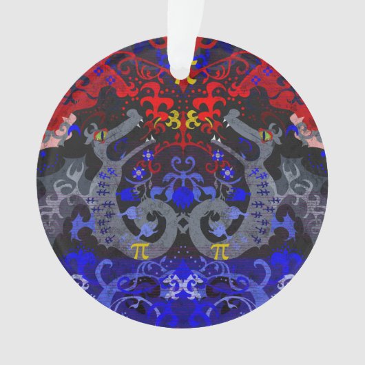 Polyamorischer Drachendamast in den Farben der Fla Ornament (Vorderseite)