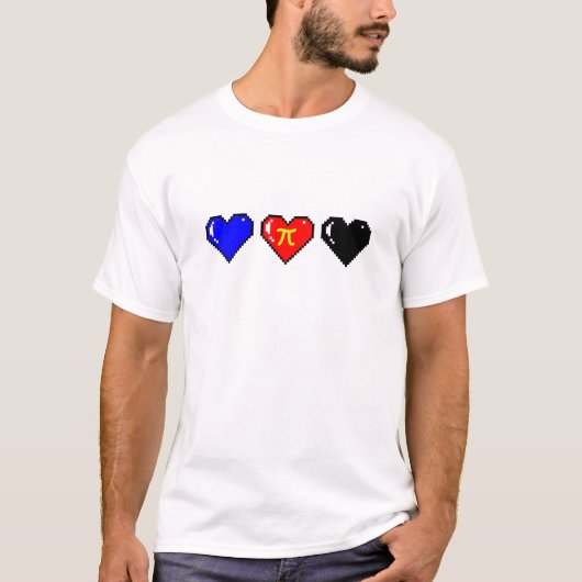 Polyamory Flag Pixel Herz T-Shirt (Vorderseite)