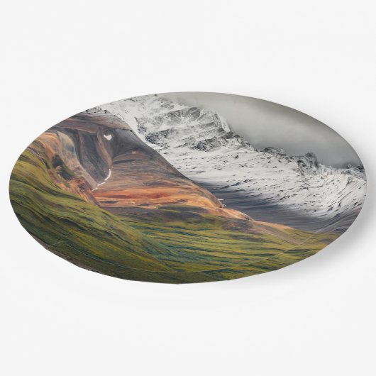 Polychrome-Berg, Denali NP, Alaska Pappteller (Schrägansicht)