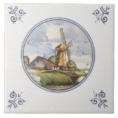 Polychrome Landschaftliche antike Repro Delft Kera Fliese (Vorderseite)