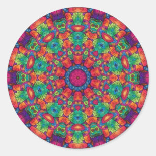 Polychrome Maze Mandala Runder Aufkleber